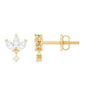 Genuine Diamond Lotus Flower Earrings for Women