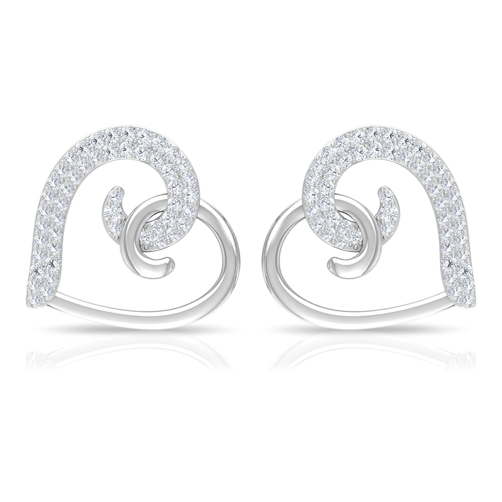 Certified Real Diamond Heart Earrings with Screw Back