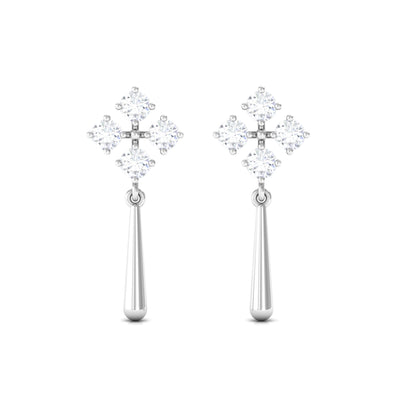 Minimal Diamond Dangle Drop Earrings with Screw Back