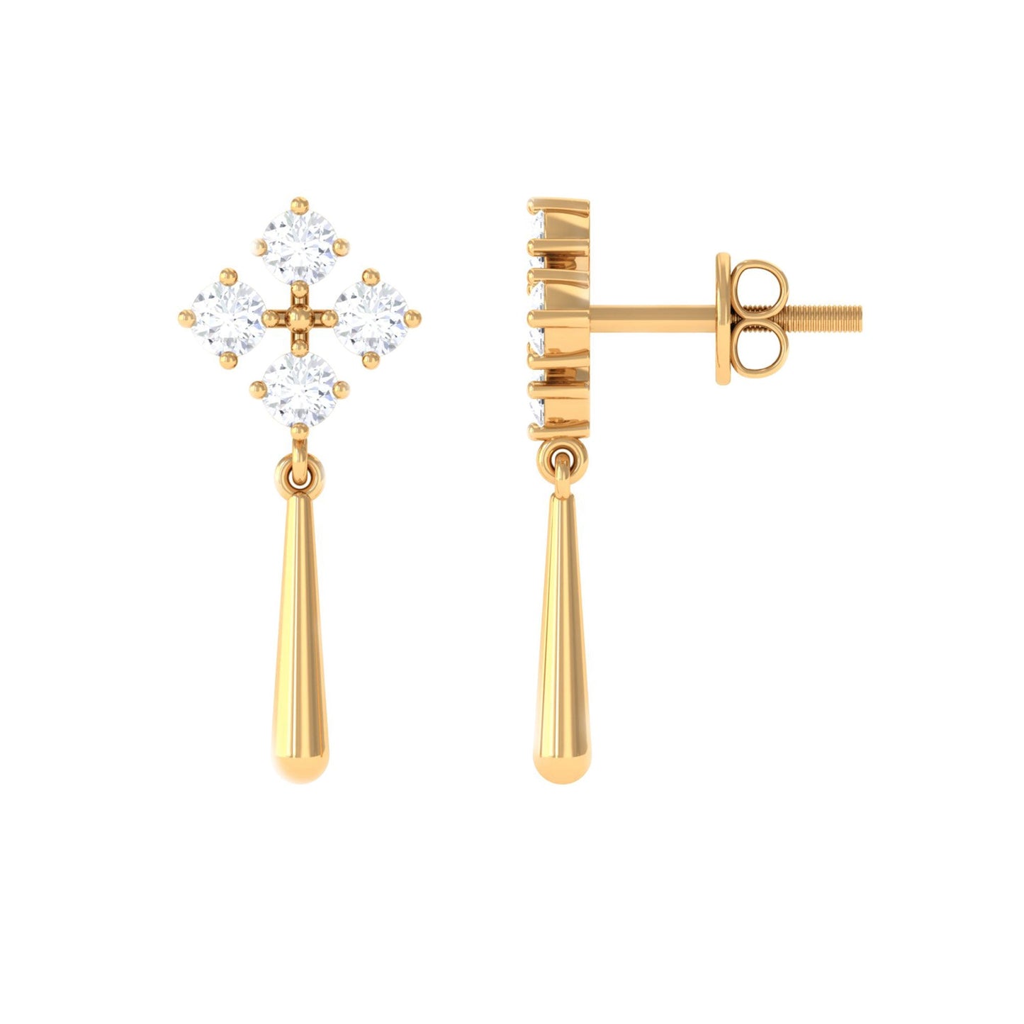 Minimal Diamond Dangle Drop Earrings with Screw Back