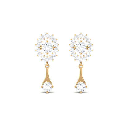 Natural Diamond Drop Dangle Earrings with Certificate