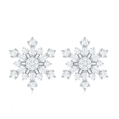 Genuine Diamond Snowflake Earrings for Christmas