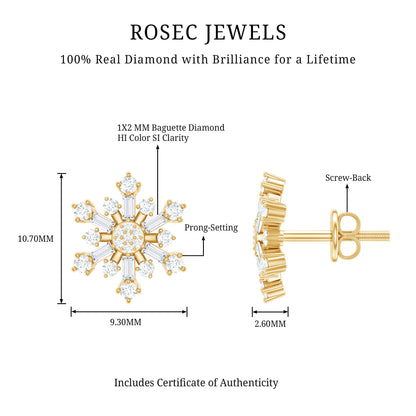 Genuine Diamond Snowflake Earrings for Christmas