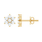 Certified Genuine Diamond Flower Earrings with Screw Back