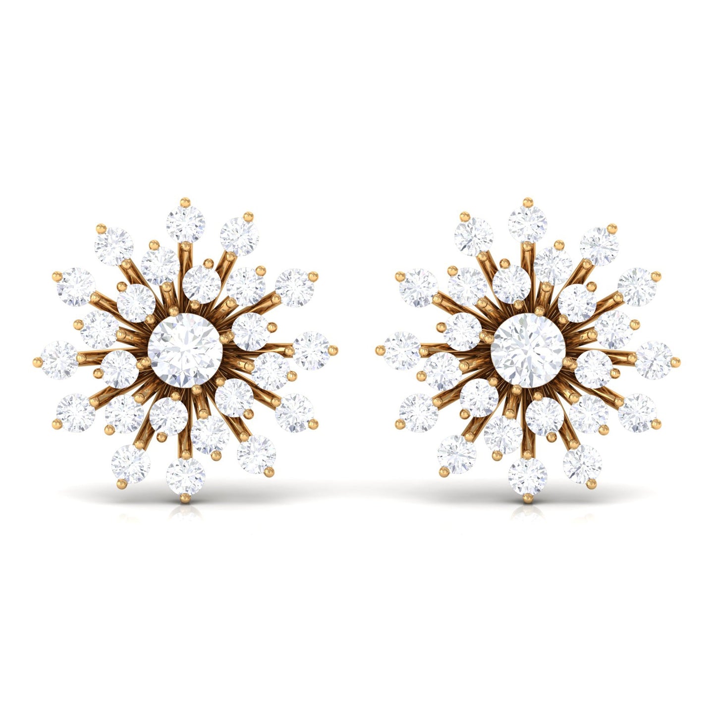 Certified Real Diamond Snowflake Earrings with Screw Back