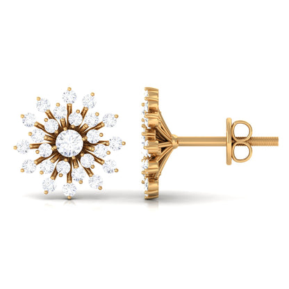 Certified Real Diamond Snowflake Earrings with Screw Back