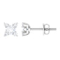 Real Diamond Flower Stud Earrings with Screw Backs