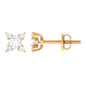 Real Diamond Flower Stud Earrings with Screw Backs