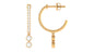 Diamond Hoop Drop Earrings in Bezel Setting