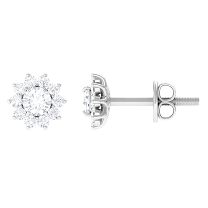 Natural Diamond Stud Earrings with Halo