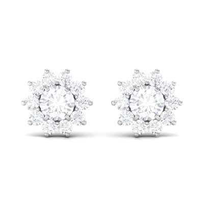 Natural Diamond Stud Earrings with Halo
