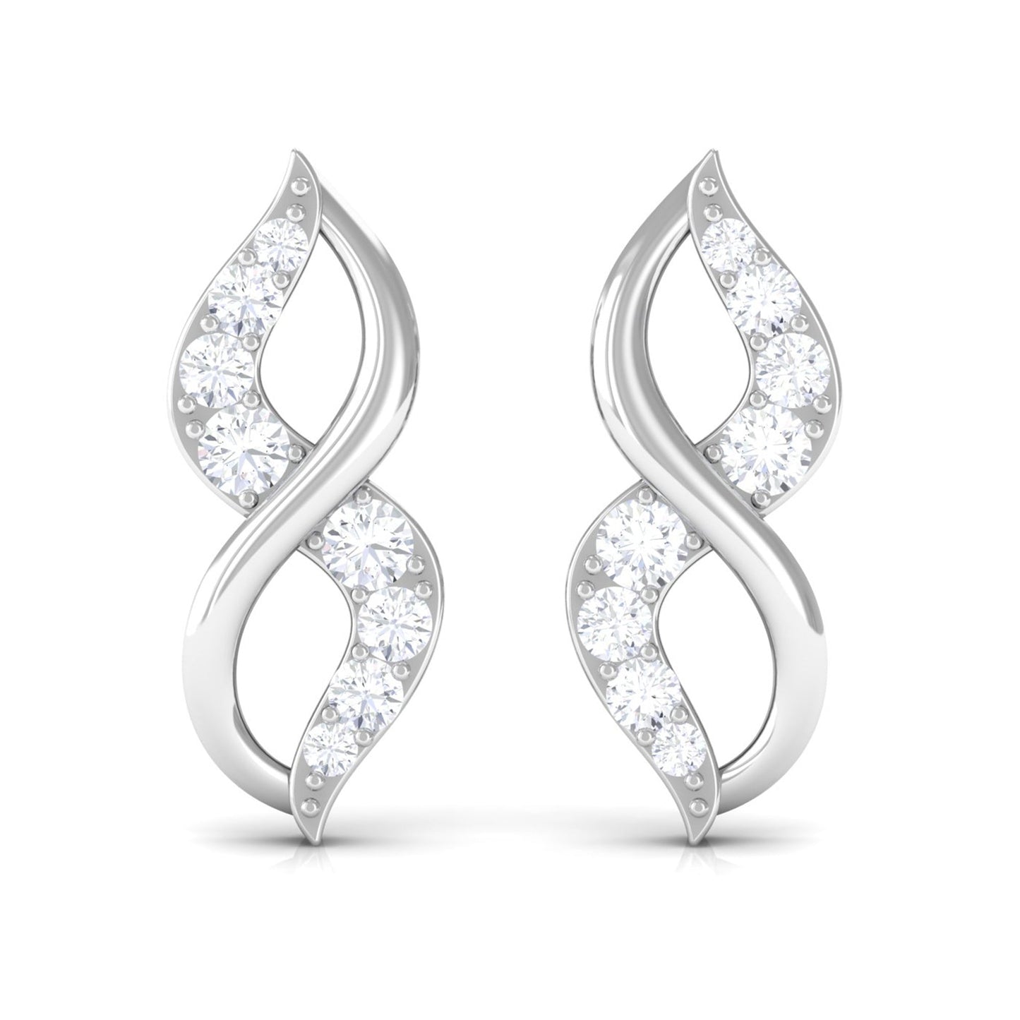 Natural Diamond Infinity Earrings with Screw Back