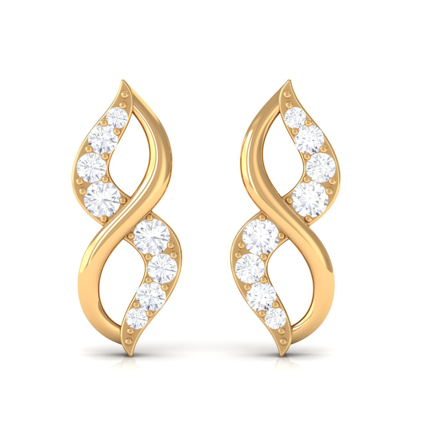 Natural Diamond Infinity Earrings with Screw Back