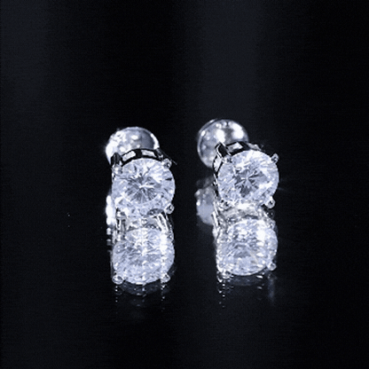 Certified 2.7 Carat Cubic Zirconia Stud Earrings with Screw Back