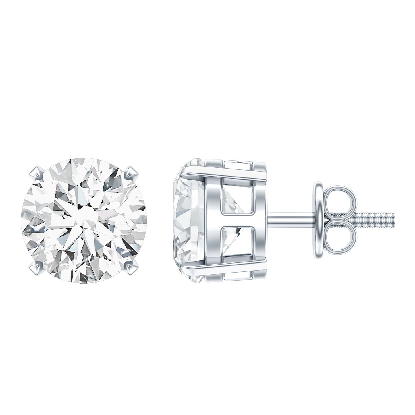 Certified 2.7 Carat Cubic Zirconia Stud Earrings with Screw Back