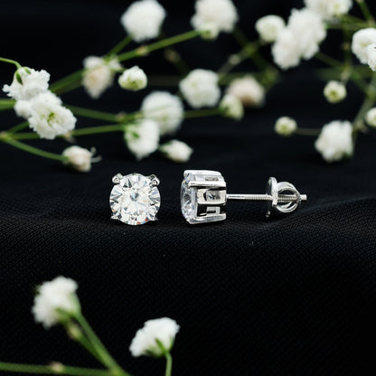 Certified 2.7 Carat Cubic Zirconia Stud Earrings with Screw Back
