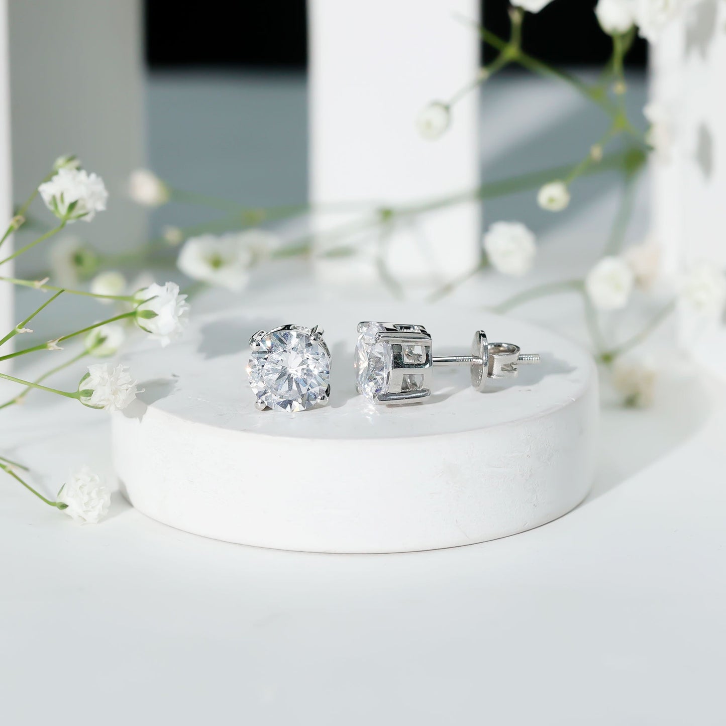Certified 2.7 Carat Cubic Zirconia Stud Earrings with Screw Back