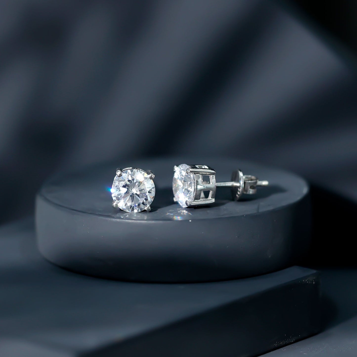 Certified 2.7 Carat Cubic Zirconia Stud Earrings with Screw Back