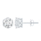 1 Carat Round Cubic Zirconia Crown Stud Earrings in Silver