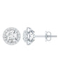Certified 1 Carat Round Cut CZ Diamond Stud Earrings in Silver