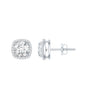 Womens 2 Carat Cubic Zirconia Halo Stud Earrings in 14K Gold Plated Silver