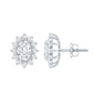 Oval Shaped CZ Diamond Halo Stud Earrings with Screw Back