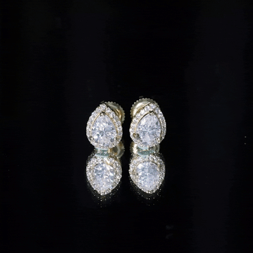 Certified 5X7 MM Cubic Zirconia Halo Stud Earrings