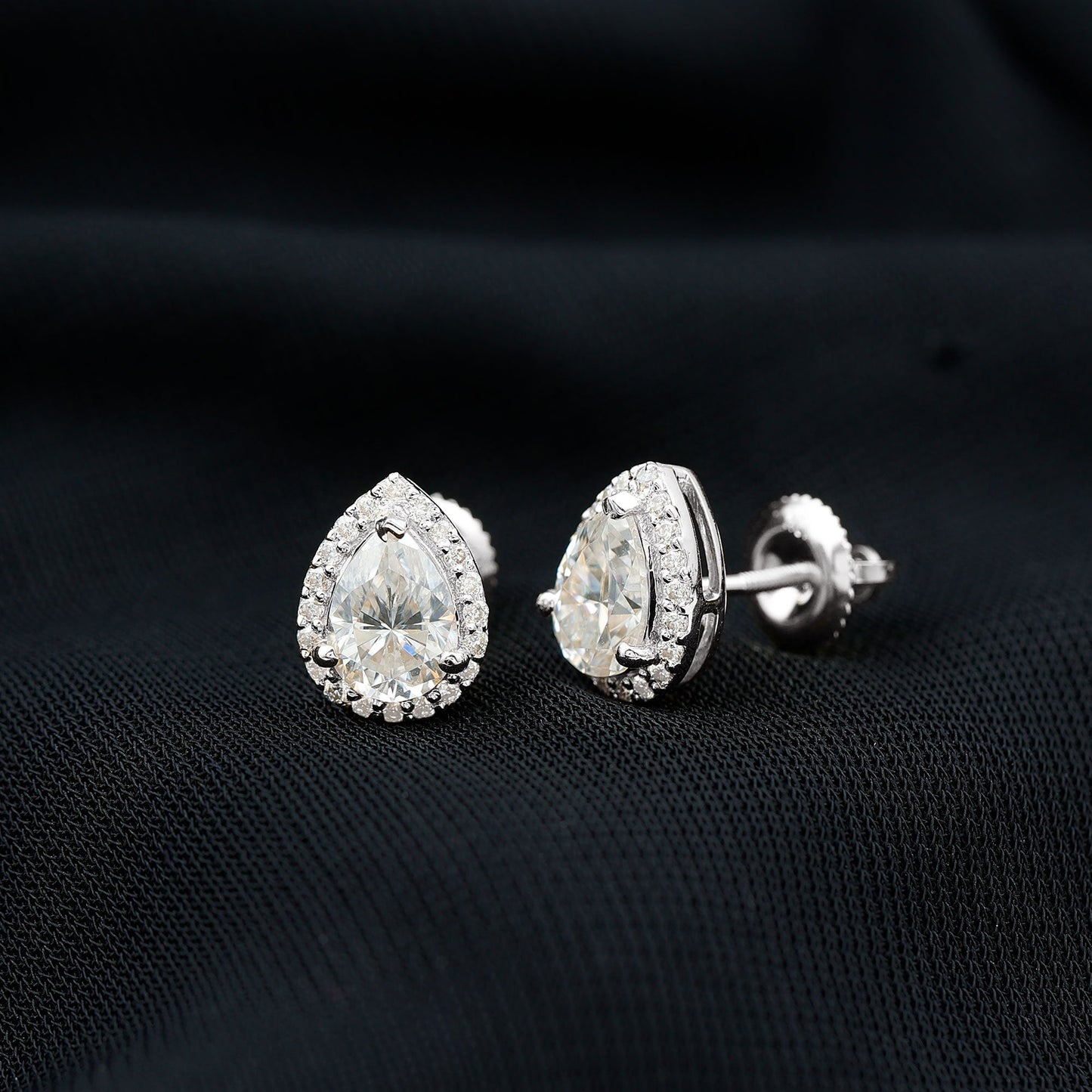 Certified 5X7 MM Cubic Zirconia Halo Stud Earrings