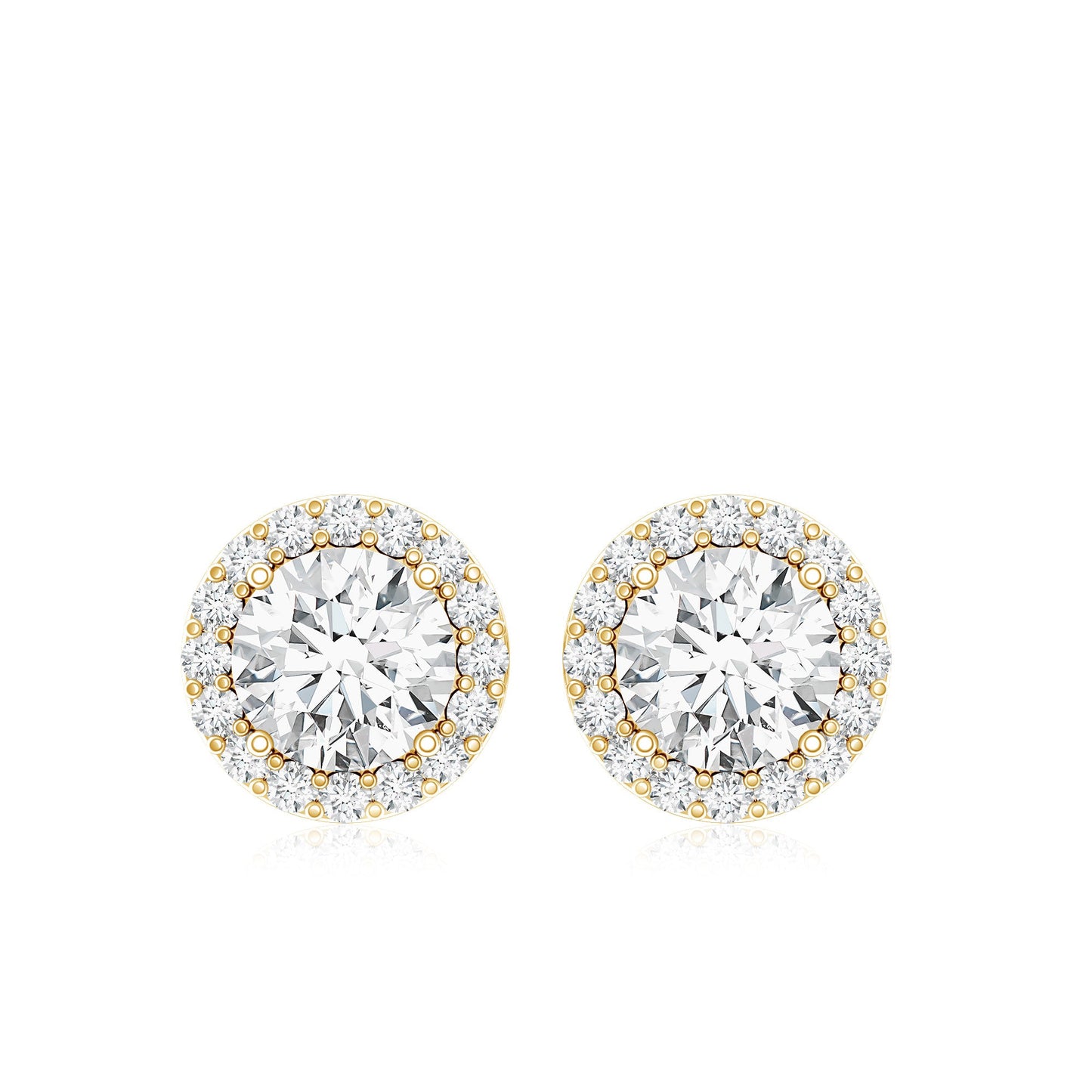 Certified Moissanite Halo Stud Earrings with Screw Back