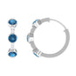 Certified London Blue Topaz and Diamond Hinged Hoop Earrings