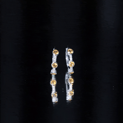 Bezel Set Citrine Hinged Hoop Earrings with Diamond