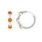 Bezel Set Citrine Hinged Hoop Earrings with Diamond