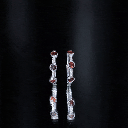 Bezel Set Garnet and Diamond Hinged Hoop Earrings