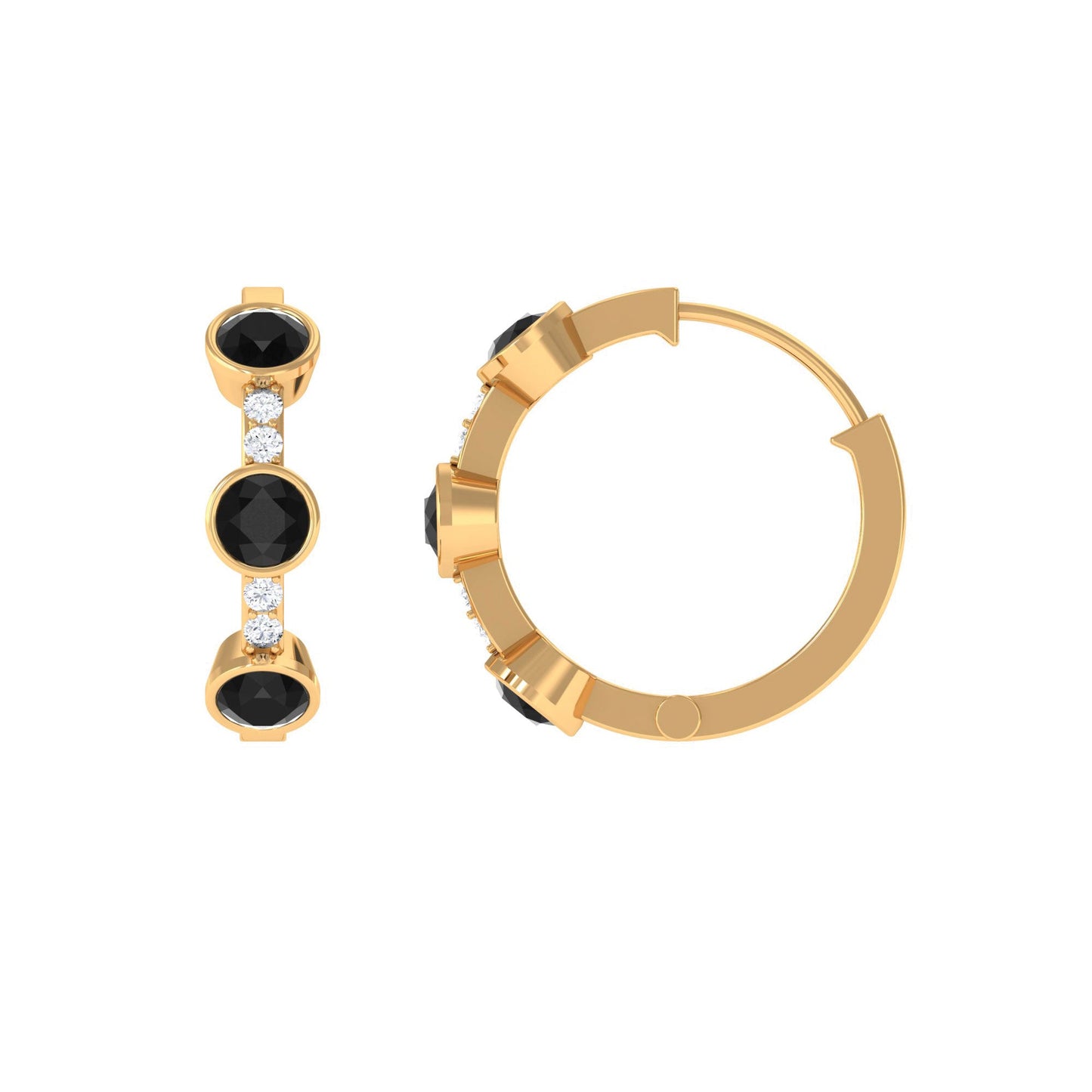 Lab Created Black and White Diamond Hinged Hoop Earrings