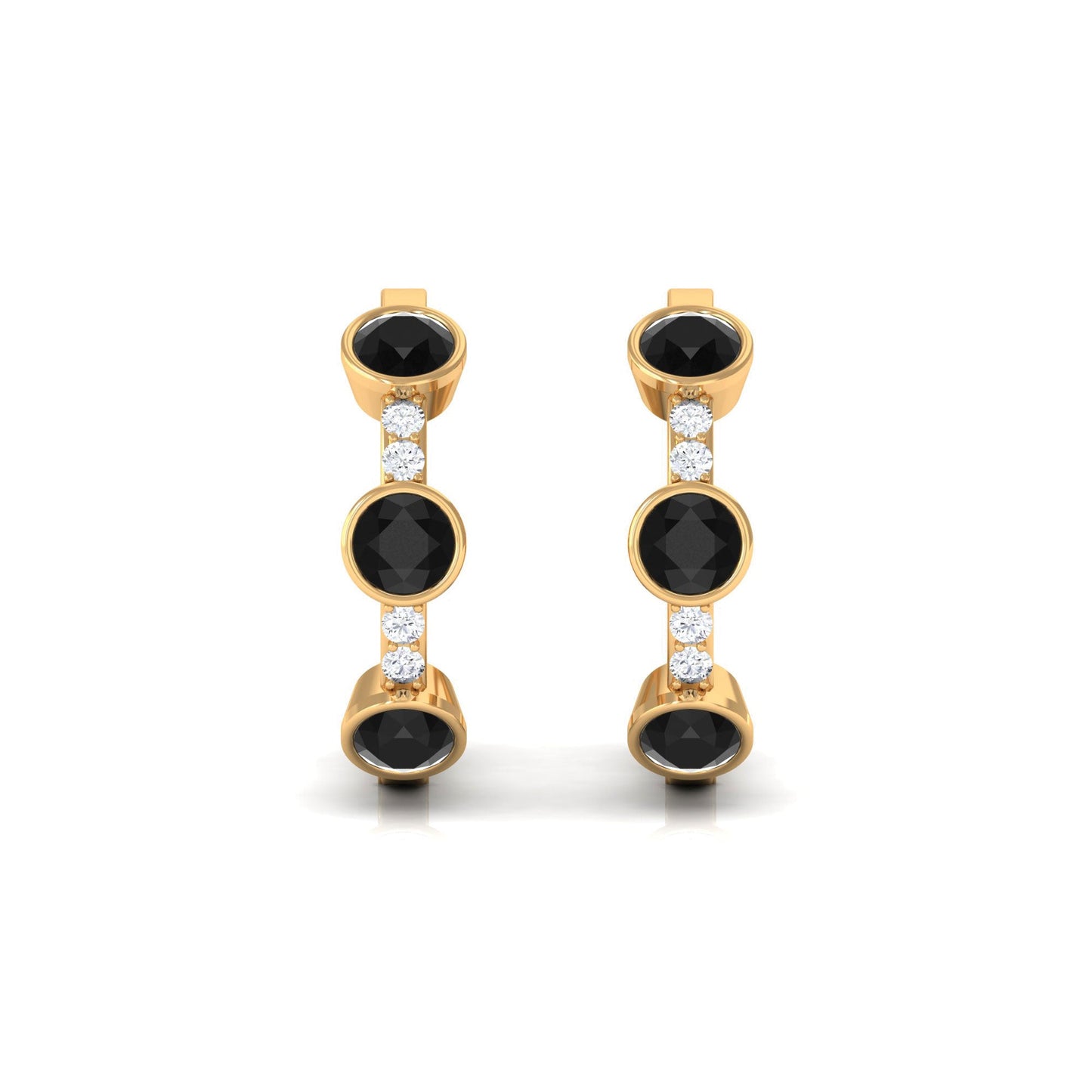 Lab Created Black and White Diamond Hinged Hoop Earrings