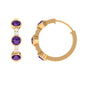 Certified Natural Amethyst Hoop Diamond Earrings