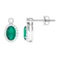 0.8 Carat Oval Emerald and Diamond Halo Stud Earrings