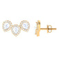 Pear Shape Moonstone Three Stone Bridal Stud Earrings with Diamond Halo