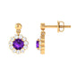0.9 Carat Real Amethyst and Diamond Flower Halo Drop Earrings