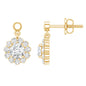 Certified Moissanite Flower Halo Drop Earrings