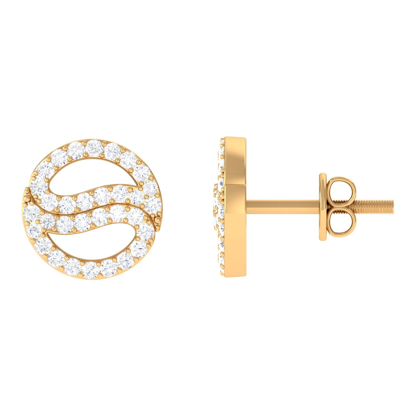Classic Moissanite Round Stud Earrings in Gold