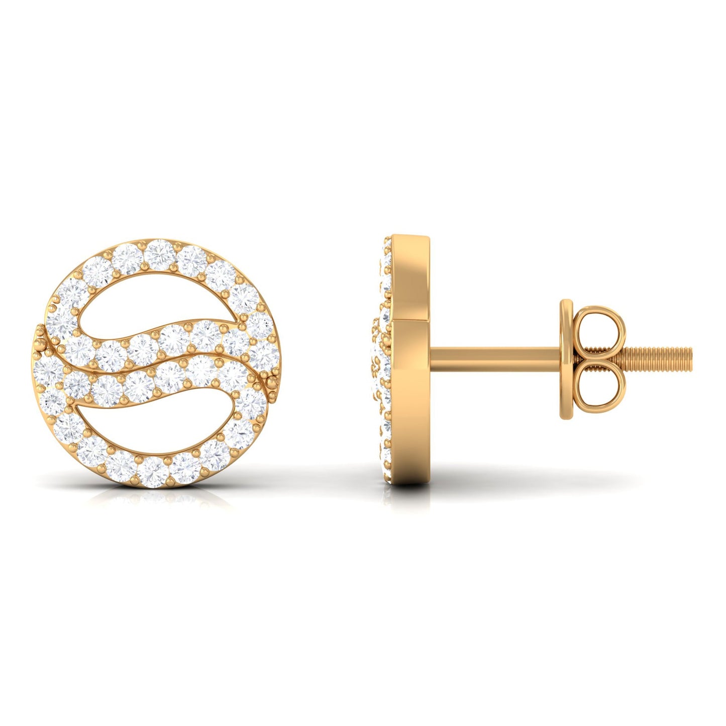 Classic Moissanite Round Stud Earrings in Gold