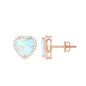 Natural Ethiopian Opal Heart Stud Earrings with Halo