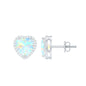 Natural Ethiopian Opal Heart Stud Earrings with Halo