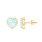 Natural Ethiopian Opal Heart Stud Earrings with Halo