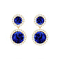 Lab Created Blue Sapphire Wedding Dangle Earrings with Moissanite Halo