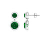 Certified Created Emerald and Diamond Halo Dangle Earrings