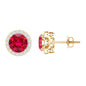 Created Ruby and Diamond Classic Halo Stud Earrings