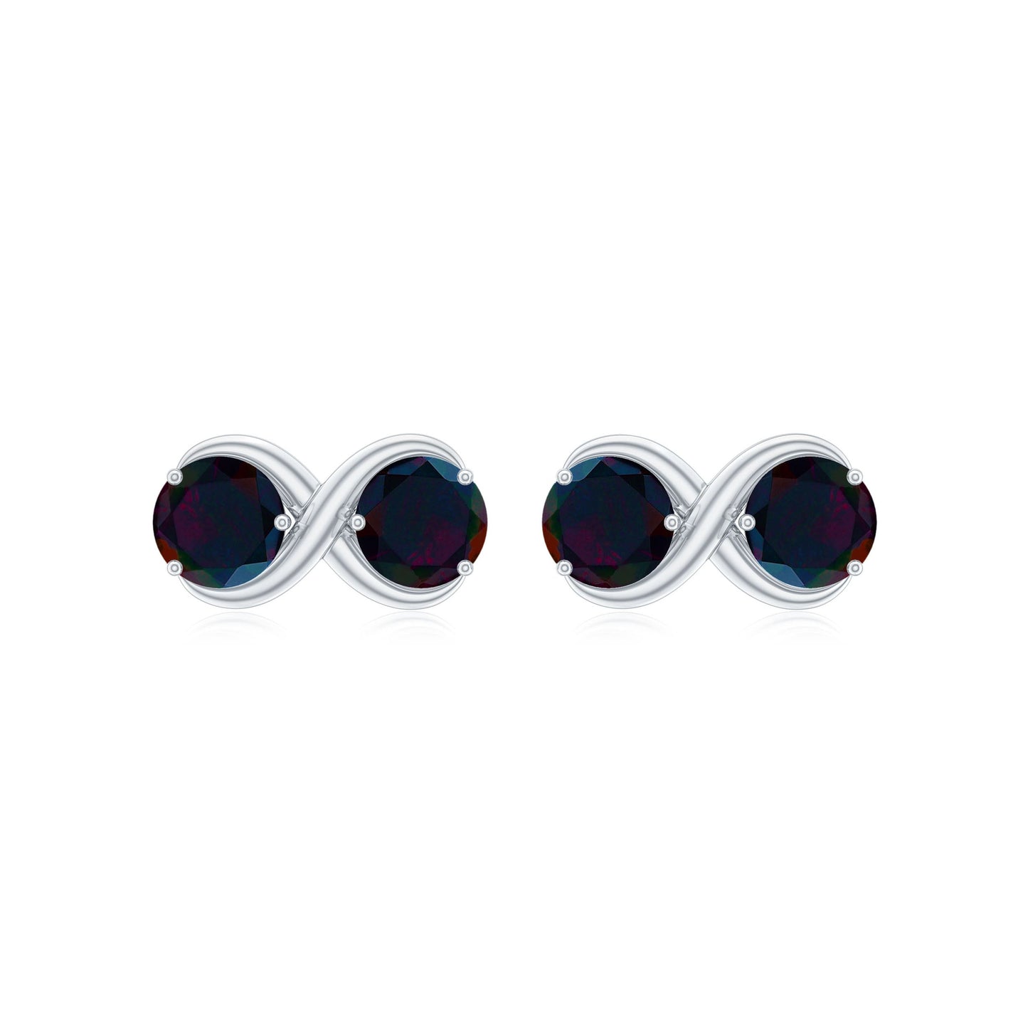 Natural 2 Stone Black Opal Infinity Earrings with Screw Back