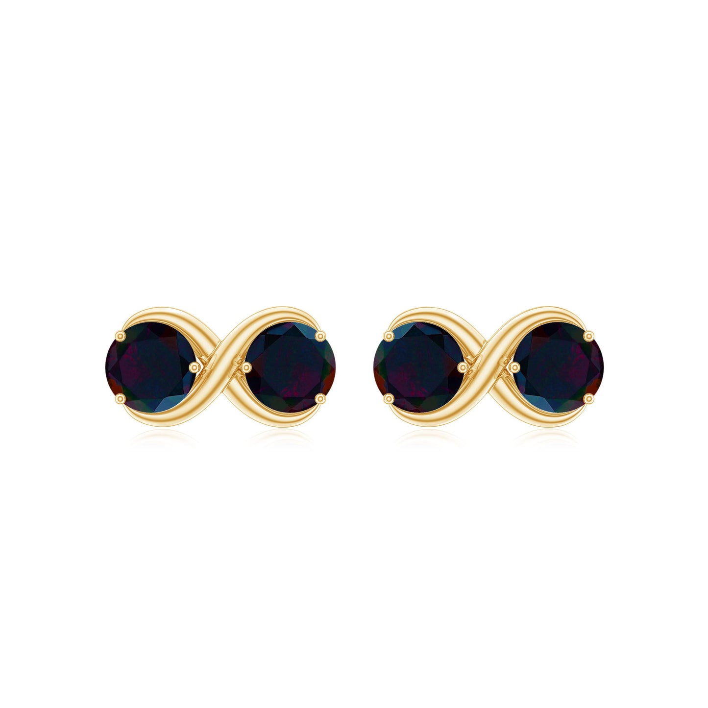 Natural 2 Stone Black Opal Infinity Earrings with Screw Back